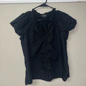 J.Crew Smocked Neck Short Sleeve Blouse with Puff Sleeves. Women’s small